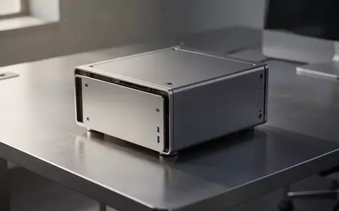Ein minimalistischer, kompakter Computer auf einer sauberen Metalloberfläche in einer modernen Büroumgebung. - Foto: über boerse-global.de