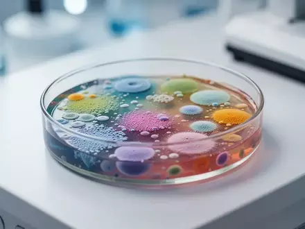 Eine wissenschaftliche Petrischale mit verschiedenen Bakterienkulturen auf einem klinischen Labortisch. - Foto: über boerse-global.de