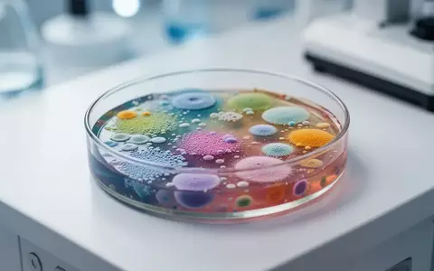 Eine wissenschaftliche Petrischale mit verschiedenen Bakterienkulturen auf einem klinischen Labortisch. - Foto: über boerse-global.de
