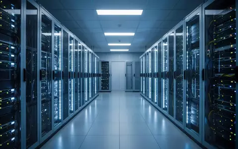 Moderne Serverräume in einem Rechenzentrum mit blau leuchtenden Server-Racks. - Foto: über boerse-global.de