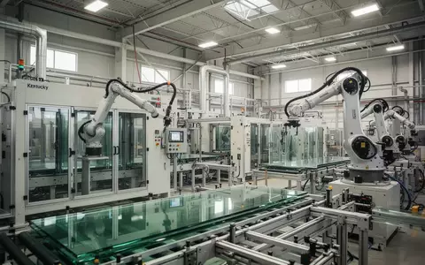 Moderne Produktionshalle einer Glasfabrik mit hochtechnologischen Maschinen und Fertigungsanlagen in Kentucky. - Foto: über boerse-global.de