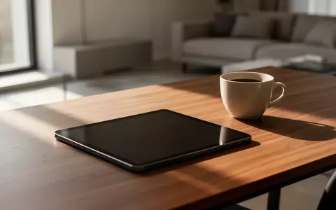 Ein unbenutztes Tablet mit dunklem, ausgeschaltetem Bildschirm auf einem Schreibtisch in einem modernen Büro. - Foto: über boerse-global.de