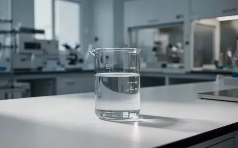 Ein gläsernes Becherglas mit einer klaren chemischen Lösung auf einem sterilen Labortisch in einer Forschungseinrichtung. - Foto: über boerse-global.de