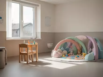 Ein ruhiger, kindgerecht gestalteter Therapieraum in einer Klinik mit sanftem Tageslicht und minimalistischer Einrichtung. - Foto: über boerse-global.de