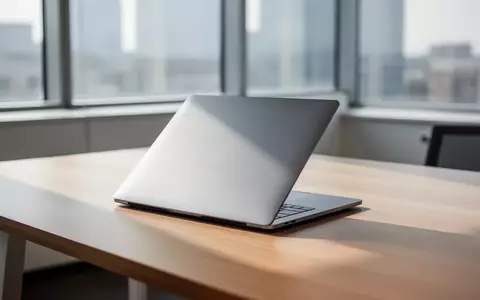 Ein geschlossener Laptop auf einem minimalistischen Schreibtisch in einem hellen, modernen Büro. - Foto: über boerse-global.de