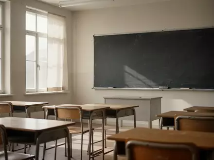Ein leerer Klassenraum mit Holztischen und Stühlen in hellem Tageslicht, ohne Personen oder Schriftzüge. - Foto: über boerse-global.de