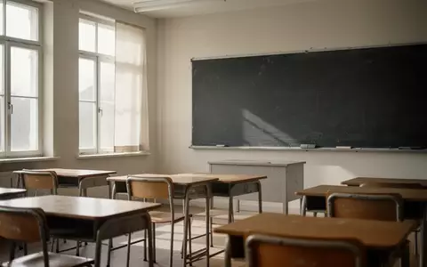 Ein leerer Klassenraum mit Holztischen und Stühlen in hellem Tageslicht, ohne Personen oder Schriftzüge. - Foto: über boerse-global.de