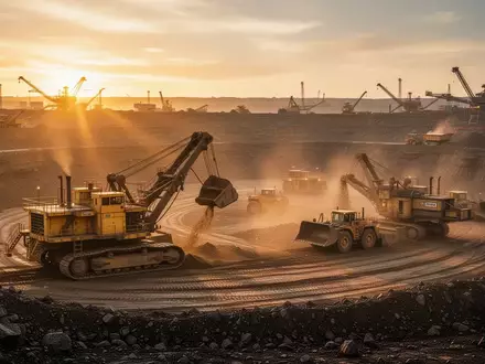 Große Industrieanlagen in einer offenen Goldmine während des Sonnenuntergangs. - Foto: über boerse-global.de