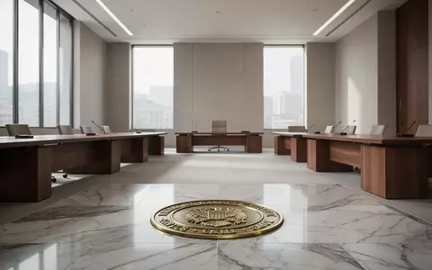 Ein minimalistisches, modernes Regierungsbüro mit leeren Schreibtischen und einem in den Marmorboden eingelassenen Siegel. - Foto: über boerse-global.de