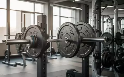 Eine leere Langhantel mit Gewichtsscheiben in einem modernen, minimalistischen Fitnessstudio bei natürlichem Lichteinfall. - Foto: über boerse-global.de
