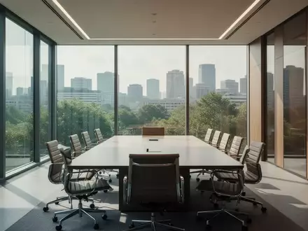 Moderner, heller Konferenzraum in einem Bürogebäude mit Blick auf eine grüne Stadtlandschaft. - Foto: über boerse-global.de
