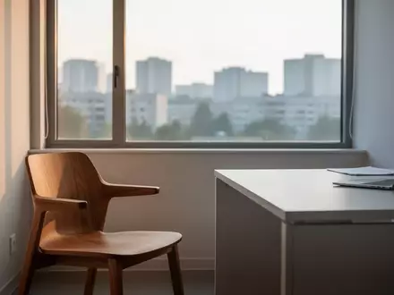 Ein leerer Behandlungsraum in einer Praxis mit sanftem Tageslicht, das auf einen Stuhl und einen Schreibtisch fällt. - Foto: über boerse-global.de