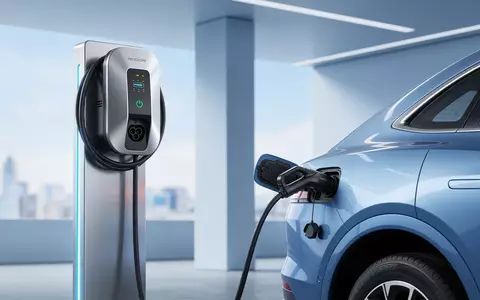 Modernes Elektroauto an einer Ladestation in einer minimalistischen, architektonisch anspruchsvollen Umgebung. - Foto: über boerse-global.de