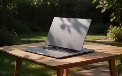 Ein modernes MacBook auf einem Holztisch im Freien bei hellem Sonnenlicht. - Foto: über boerse-global.de