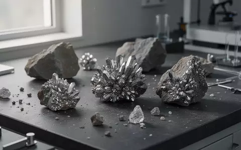 Nahaufnahme von rohen Mineralproben auf einem geologischen Arbeitstisch in einem modernen Bergbaulabor. - Foto: über boerse-global.de