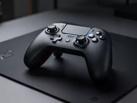 Ein moderner, minimalistischer Gaming-Controller liegt auf einer dunklen Oberfläche. - Foto: über boerse-global.de
