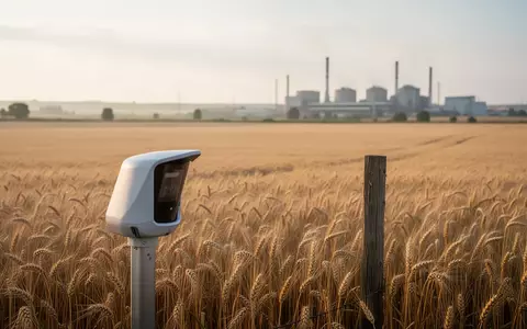Weizenfeld mit einem Umweltsensor zur Überwachung der Biodiversität vor einer Produktionsstätte in Italien. - Foto: über boerse-global.de