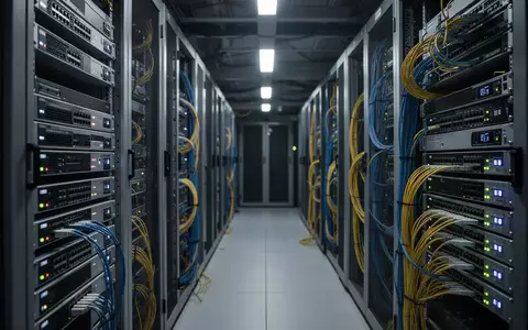Reihen von Netzwerk-Routern und Server-Infrastruktur in einem modernen Rechenzentrum. - Foto: über boerse-global.de