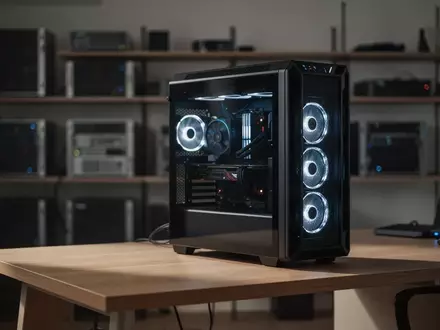 Ein moderner Computer-Arbeitsplatz mit einem leistungsstarken Rechnergehäuse in einem minimalistischen Büro. - Foto: über boerse-global.de