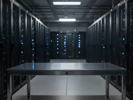 Ein moderner Serverraum mit dunklen Server-Racks und dezent leuchtenden Status-LEDs in einer professionellen Arbeitsumgebung. - Foto: über boerse-global.de