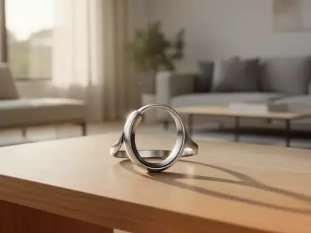 Ein elegantes, schmuckartiges Wearable zur Gesundheitsüberwachung auf einem Holztisch in einem hellen Wohnraum. - Foto: über boerse-global.de