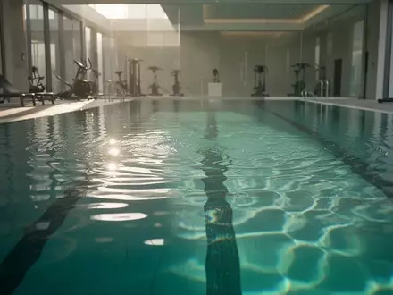 Ein ruhiges Schwimmbecken mit klarem, türkisfarbenem Wasser und sanften Lichtreflexionen an der Oberfläche. - Foto: über boerse-global.de