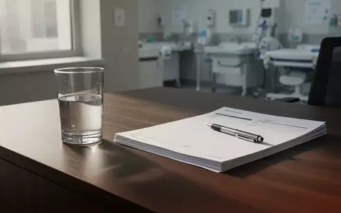 Ein minimalistischer Schreibtisch mit leeren Formularen, einem Glas Wasser und einem Stift in natürlichem Licht. - Foto: über boerse-global.de