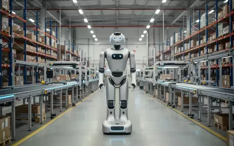 Ein fortschrittlicher humanoider Roboter steht in einem modernen, hellen Logistiklagerhaus in Europa. - Foto: über boerse-global.de