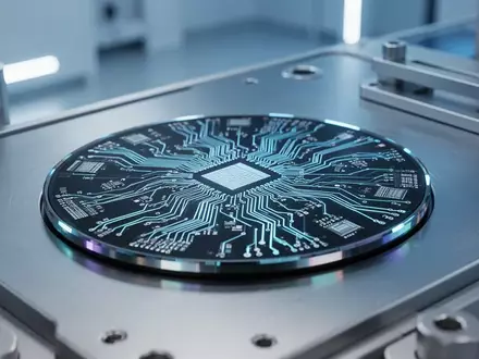 Ein hochmoderner Halbleiter-Wafer auf einer metallischen Oberfläche in einem High-Tech-Labor. - Foto: über boerse-global.de