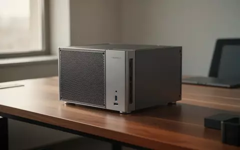 Ein minimalistischer, modularer Mini-PC auf einem modernen Schreibtisch in einer hellen Büroumgebung. - Foto: über boerse-global.de