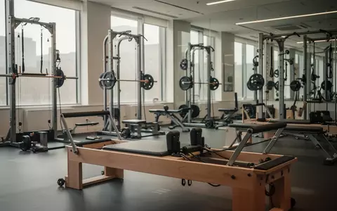 Ein heller, moderner Trainingsraum mit einem Pilates-Reformer und Fitnessgeräten im Hintergrund bei natürlichem Licht. - Foto: über boerse-global.de