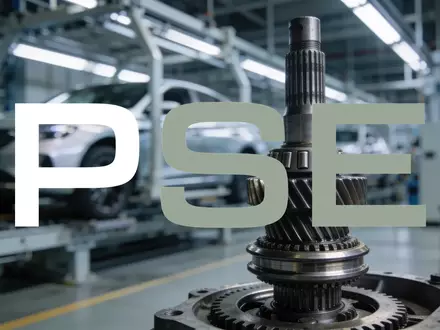 Abstrakte Darstellung einer modernen Automobilfertigung mit Fokus auf ein Metallbauteil in stimmungsvollem Licht. - Foto: über boerse-global.de