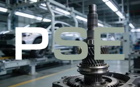 Abstrakte Darstellung einer modernen Automobilfertigung mit Fokus auf ein Metallbauteil in stimmungsvollem Licht. - Foto: über boerse-global.de