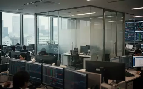 Blick auf einen modernen Handelsraum in Tokio mit verschwommenen Arbeitsplätzen und natürlichem Licht. - Foto: über boerse-global.de