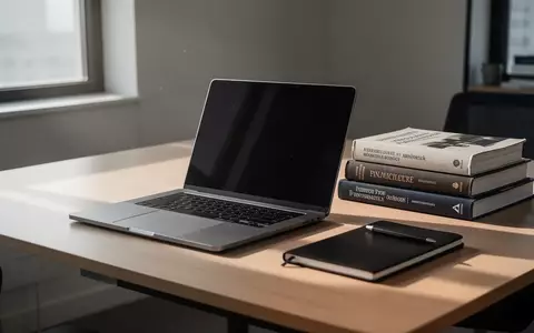 Ein moderner, aufgeräumter Arbeitsplatz mit Laptop, Notizbuch und Fachliteratur in einem hellen Büro. - Foto: über boerse-global.de