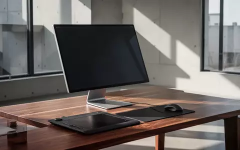 Ein minimalistischer, moderner Arbeitsplatz mit einem ausgeschalteten Computermonitor in einem sonnendurchfluteten Studio. - Foto: über boerse-global.de