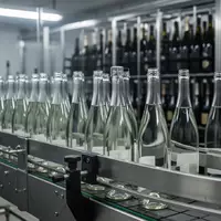 Moderne Abfüllanlage in einem Sektkellereibetrieb mit leeren Glasflaschen auf einem Förderband. - Foto: über boerse-global.de