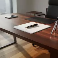Ein minimalistischer Schreibtisch mit Notizblock und Schreibutensilien in einem sonnendurchfluteten Büro. - Foto: über boerse-global.de