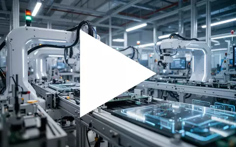 Moderne Fertigungshalle einer Elektronikproduktion mit präzisen automatisierten Anlagen und atmosphärischer Beleuchtung. - Foto: über boerse-global.de