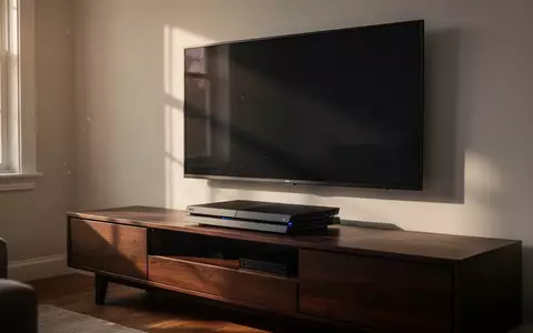 Moderne Spielekonsole unter einem dunklen Fernsehbildschirm in einem hellen Wohnzimmer. - Foto: über boerse-global.de