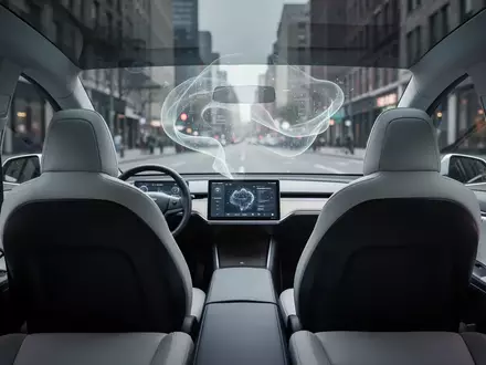 Moderner, minimalistischer Innenraum eines autonomen Fahrzeugs mit Blick auf die Windschutzscheibe und den leeren Fahrersitz. - Foto: über boerse-global.de