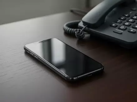 Ein Smartphone und ein Telefonhörer liegen auf einem dunklen Schreibtisch als Symbol für betrügerische Anrufe. - Foto: über boerse-global.de