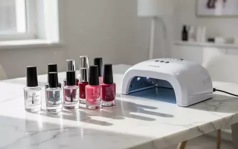 Professionelle Nagellackfläschchen und eine UV-Härtungslampe auf einem sauberen, minimalistischen Studiotisch. - Foto: über boerse-global.de
