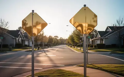 Eine leere, ruhige Straßenkreuzung in einem Wohngebiet an einem sonnigen Nachmittag. - Foto: über boerse-global.de