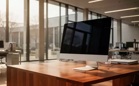 Ein minimalistischer, moderner Büroraum in einer öffentlichen Verwaltung mit einem ausgeschalteten Computerbildschirm. - Foto: über boerse-global.de