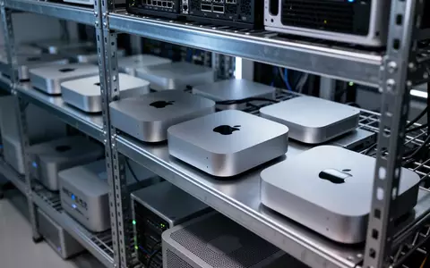 Reihen von Apple Mac mini und Mac Studio Rechnern in einer aufgeräumten, professionellen Tech-Umgebung. - Foto: über boerse-global.de