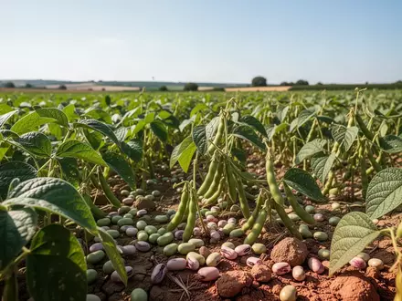 Ein weites Feld mit trockenheitstoleranten Proteinpflanzen unter einem strahlend blauen Himmel. - Foto: über boerse-global.de