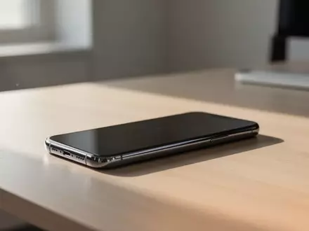Modernes Smartphone auf einem minimalistischen Schreibtisch bei natürlichem Tageslicht. - Foto: über boerse-global.de