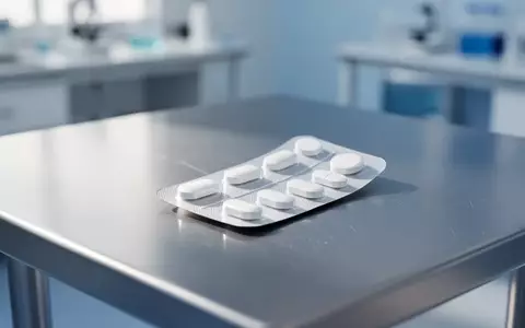 Eine einzelne Medikamenten-Blisterpackung auf einem sterilen Labortisch in einer klinischen Umgebung. - Foto: über boerse-global.de