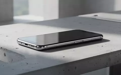 Ein modernes Smartphone auf einem minimalistischen Beton-Schreibtisch in einer hellen, architektonischen Umgebung. - Foto: über boerse-global.de